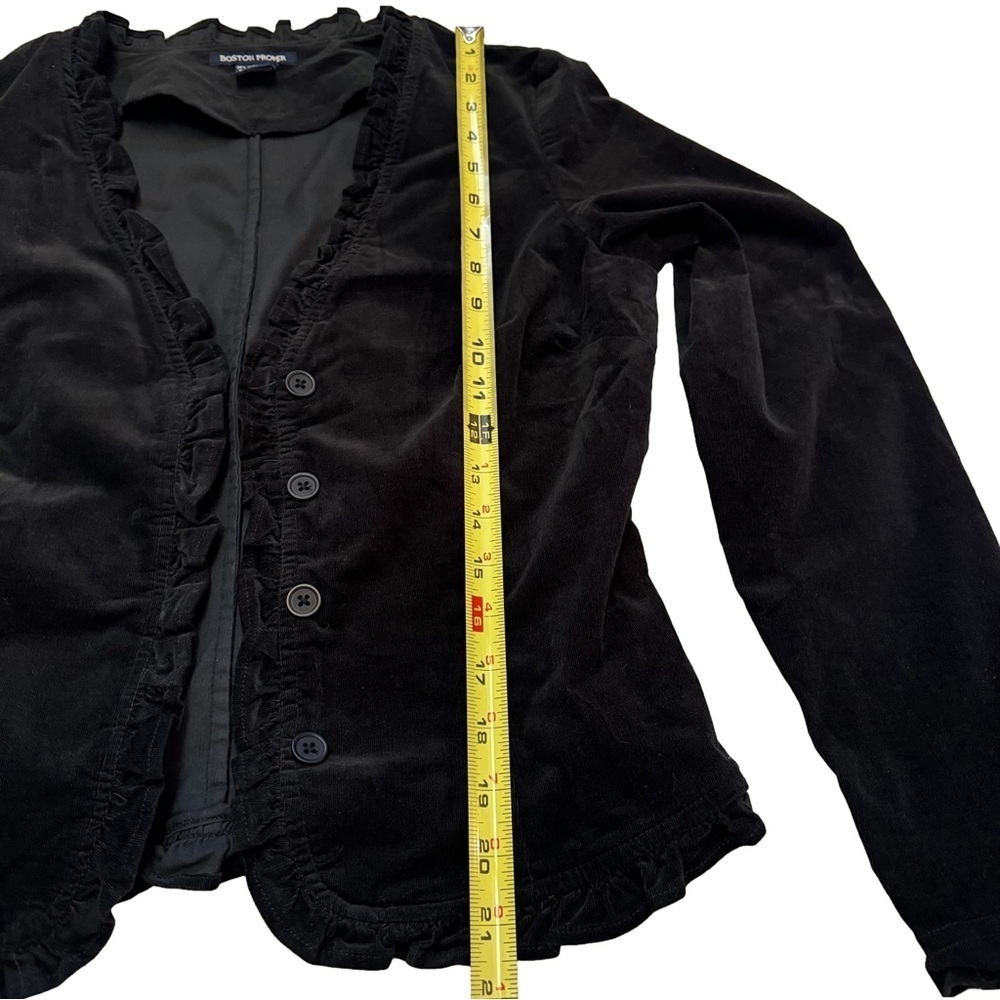 Boston Proper Women's Black Corduroy Blazer Size 10 Ruffle Details Buttons NEW - Picture 10 of 13